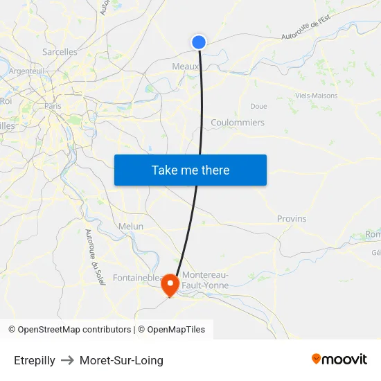 Etrepilly to Moret-Sur-Loing map