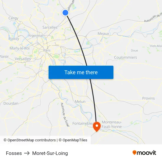 Fosses to Moret-Sur-Loing map