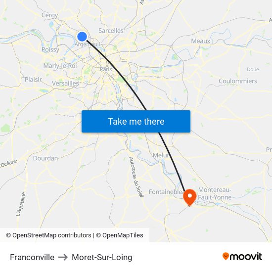 Franconville to Moret-Sur-Loing map