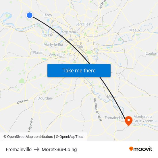 Fremainville to Moret-Sur-Loing map