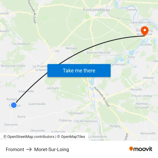 Fromont to Moret-Sur-Loing map