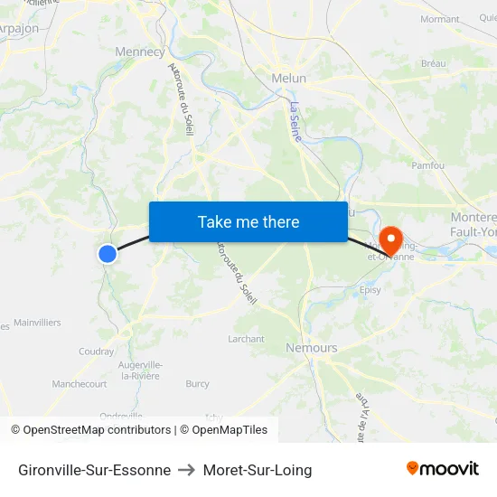 Gironville-Sur-Essonne to Moret-Sur-Loing map