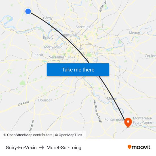 Guiry-En-Vexin to Moret-Sur-Loing map