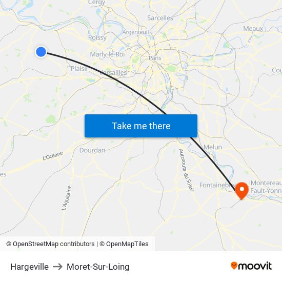 Hargeville to Moret-Sur-Loing map