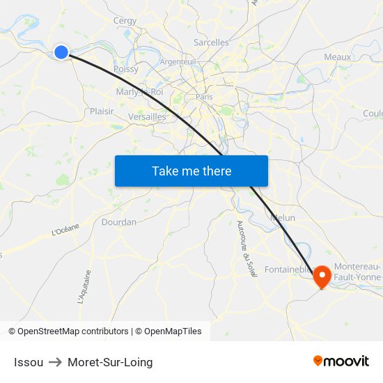 Issou to Moret-Sur-Loing map