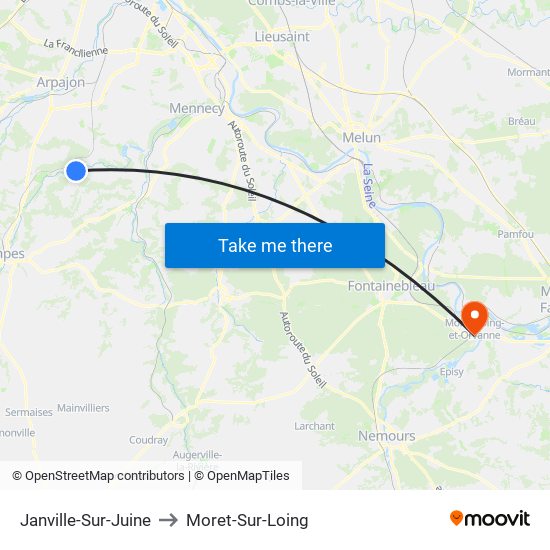 Janville-Sur-Juine to Moret-Sur-Loing map