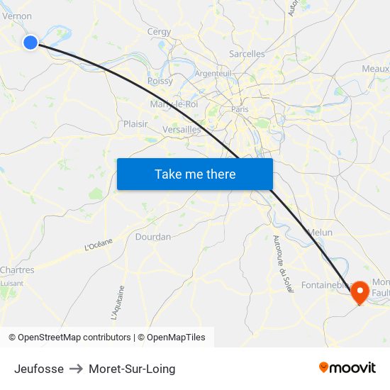 Jeufosse to Moret-Sur-Loing map