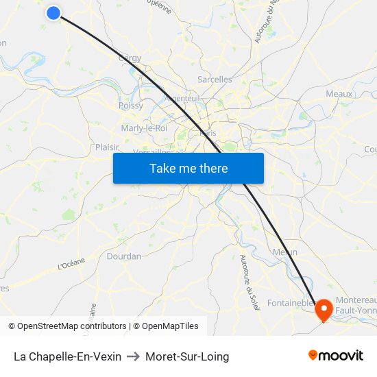 La Chapelle-En-Vexin to Moret-Sur-Loing map