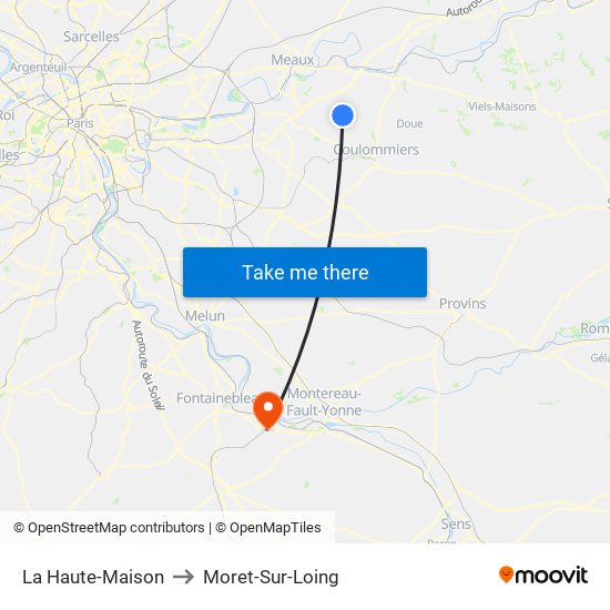 La Haute-Maison to Moret-Sur-Loing map