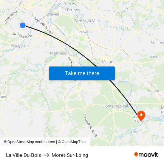 La Ville-Du-Bois to Moret-Sur-Loing map