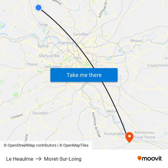 Le Heaulme to Moret-Sur-Loing map