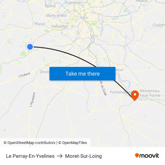 Le Perray-En-Yvelines to Moret-Sur-Loing map