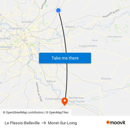 Le Plessis-Belleville to Moret-Sur-Loing map