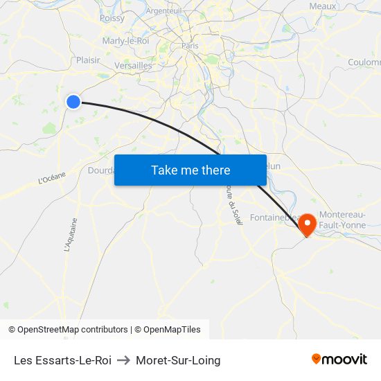 Les Essarts-Le-Roi to Moret-Sur-Loing map