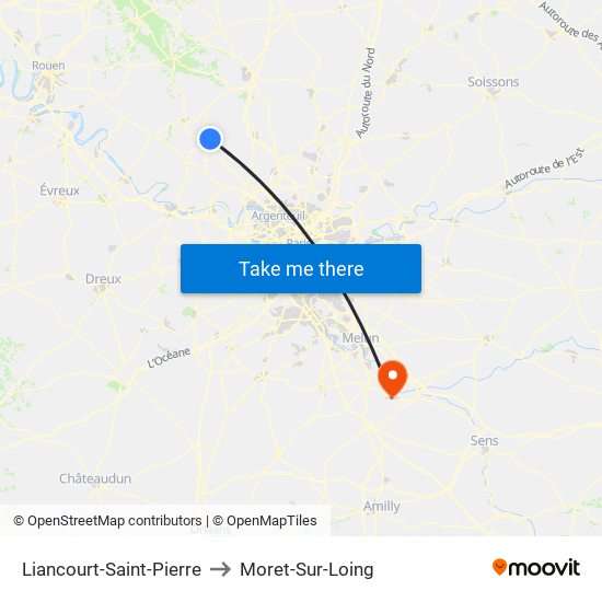 Liancourt-Saint-Pierre to Moret-Sur-Loing map