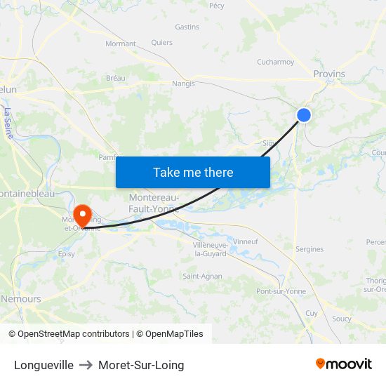 Longueville to Moret-Sur-Loing map