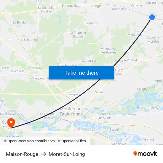 Maison-Rouge to Moret-Sur-Loing map