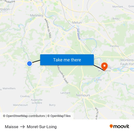 Maisse to Moret-Sur-Loing map