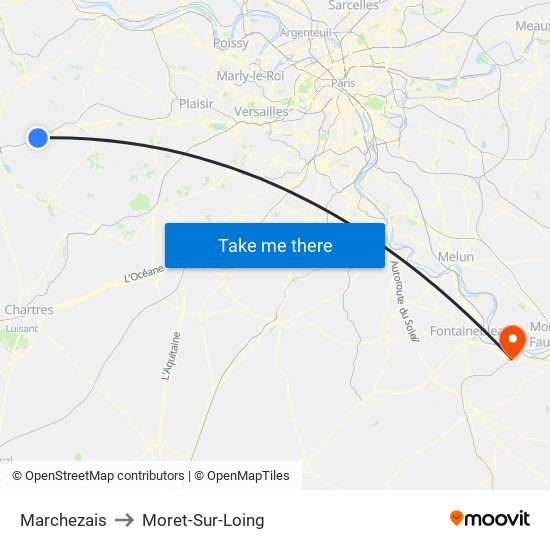 Marchezais to Moret-Sur-Loing map