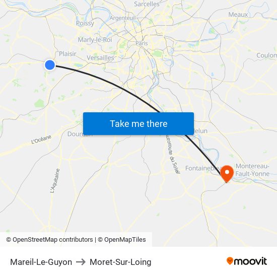 Mareil-Le-Guyon to Moret-Sur-Loing map