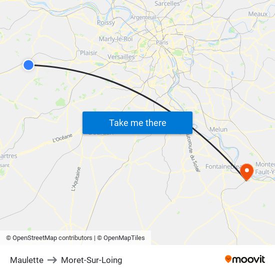 Maulette to Moret-Sur-Loing map