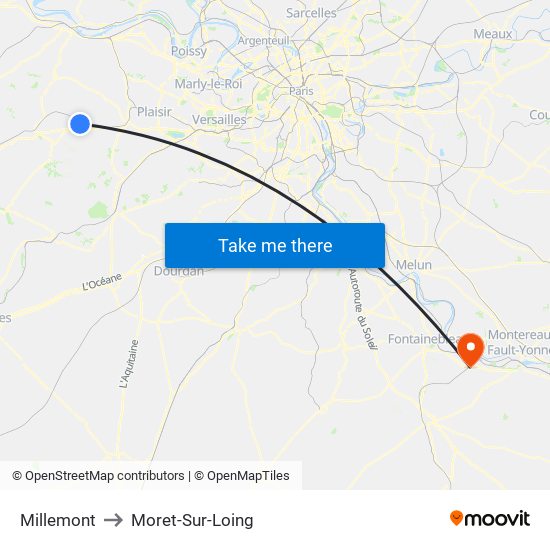 Millemont to Moret-Sur-Loing map