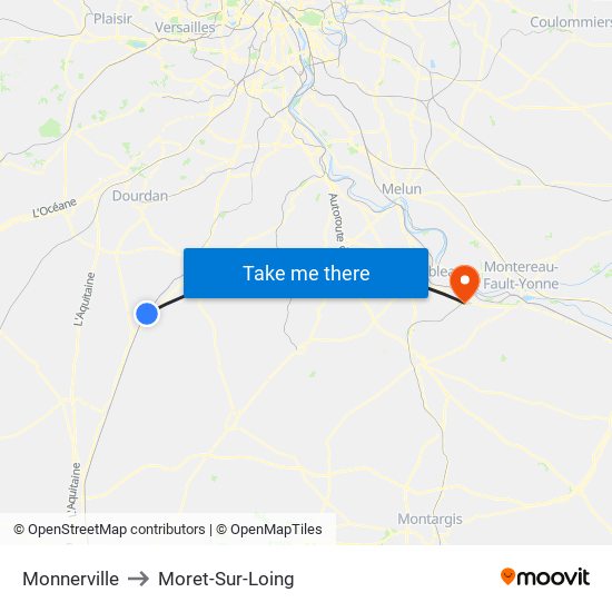 Monnerville to Moret-Sur-Loing map