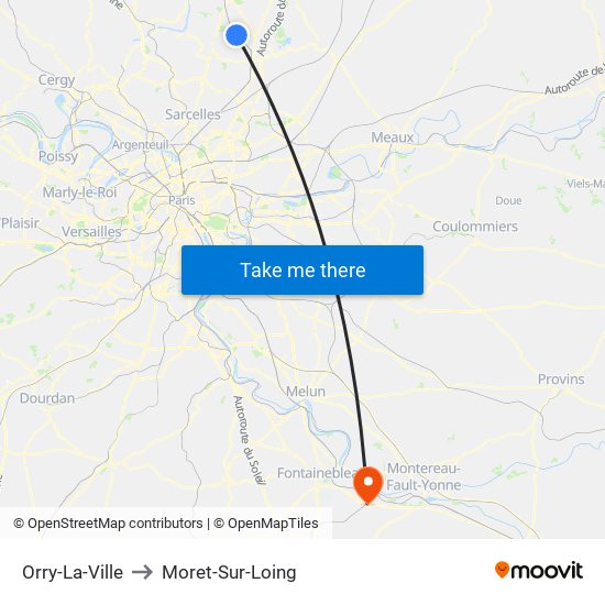 Orry-La-Ville to Moret-Sur-Loing map