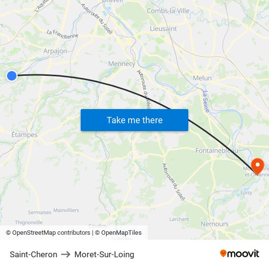 Saint-Cheron to Moret-Sur-Loing map