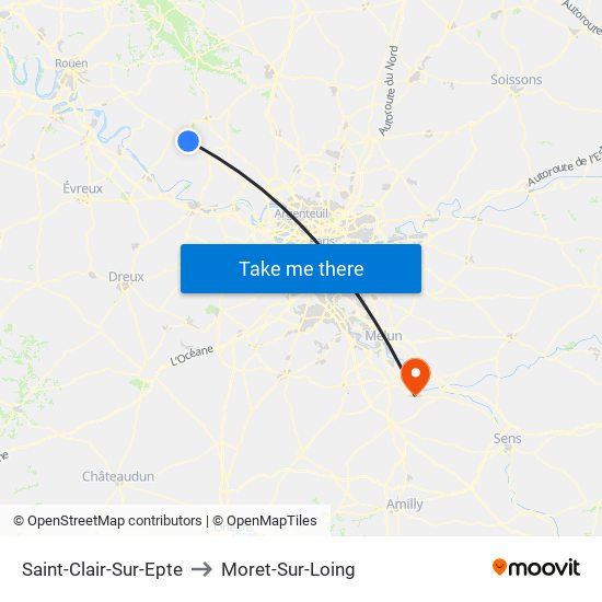 Saint-Clair-Sur-Epte to Moret-Sur-Loing map