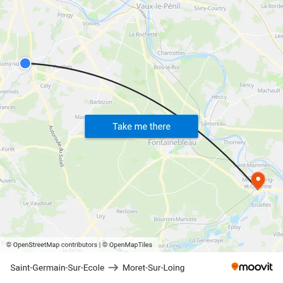 Saint-Germain-Sur-Ecole to Moret-Sur-Loing map