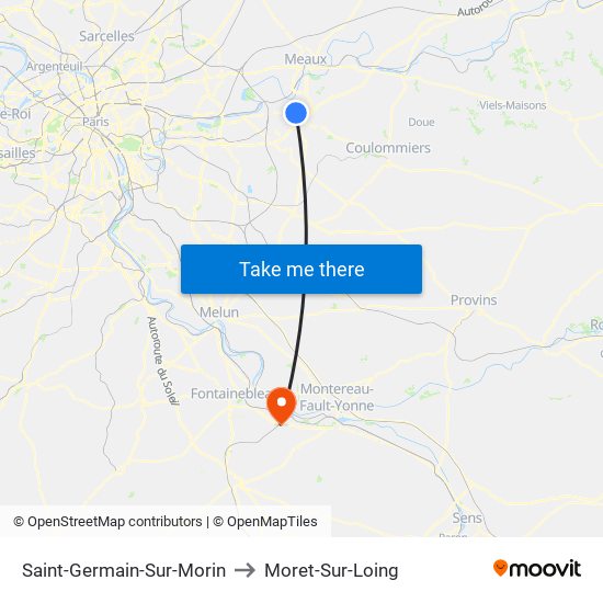 Saint-Germain-Sur-Morin to Moret-Sur-Loing map