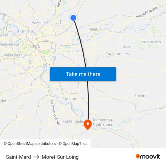 Saint-Mard to Moret-Sur-Loing map