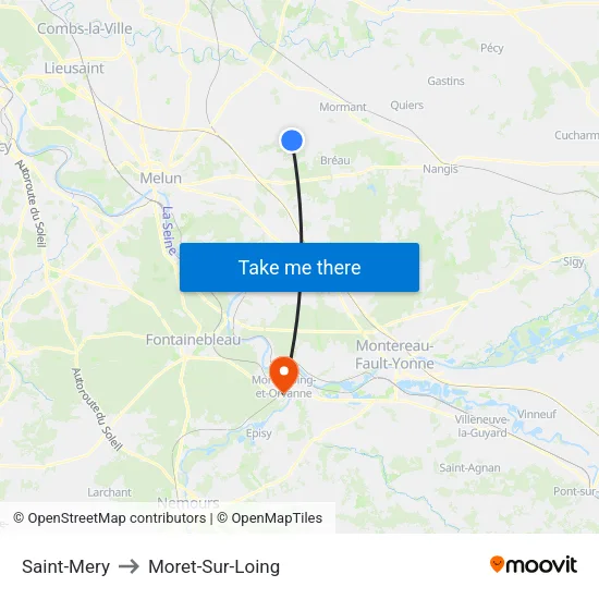 Saint-Mery to Moret-Sur-Loing map