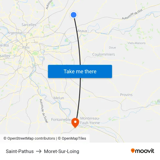 Saint-Pathus to Moret-Sur-Loing map