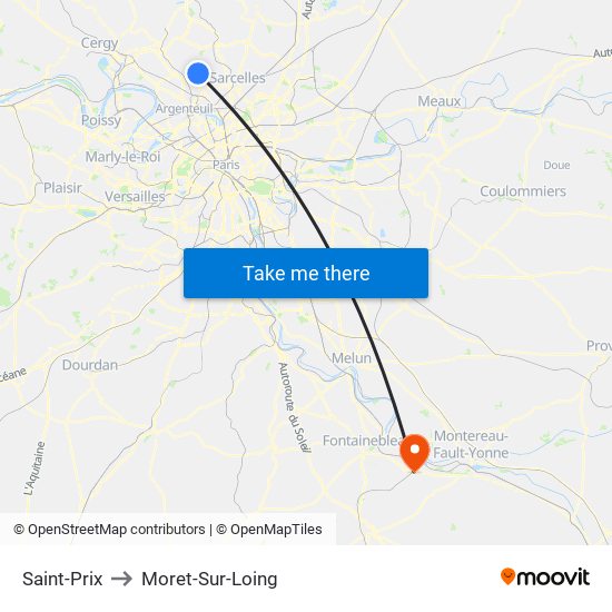 Saint-Prix to Moret-Sur-Loing map
