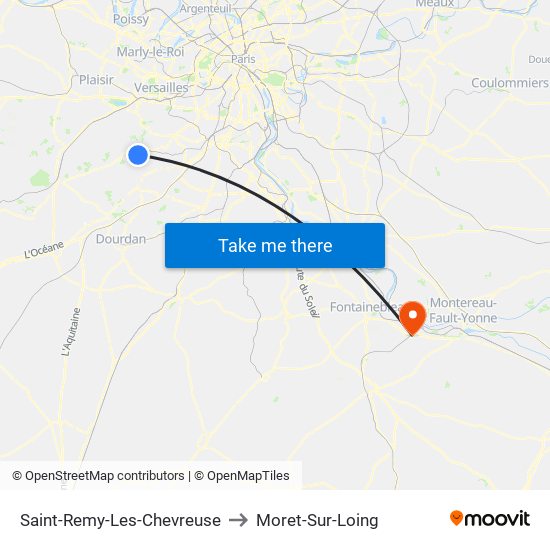 Saint-Remy-Les-Chevreuse to Moret-Sur-Loing map