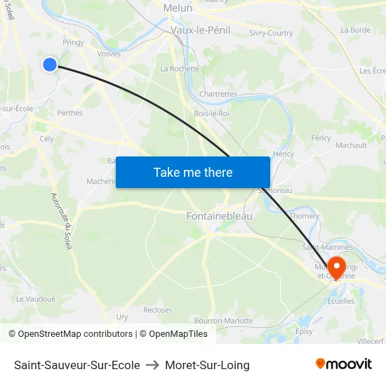Saint-Sauveur-Sur-Ecole to Moret-Sur-Loing map