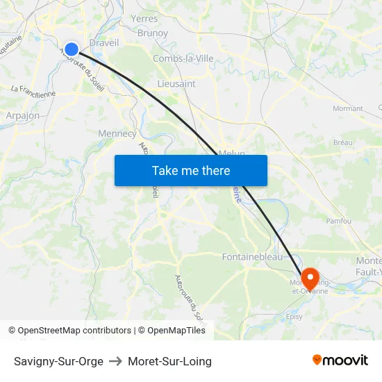 Savigny-Sur-Orge to Moret-Sur-Loing map