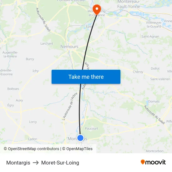 Montargis to Moret-Sur-Loing map
