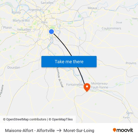 Maisons-Alfort - Alfortville to Moret-Sur-Loing map