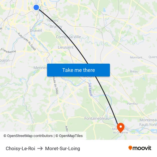 Choisy-Le-Roi to Moret-Sur-Loing map