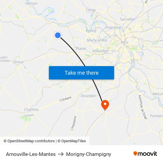 Arnouville-Les-Mantes to Morigny-Champigny map