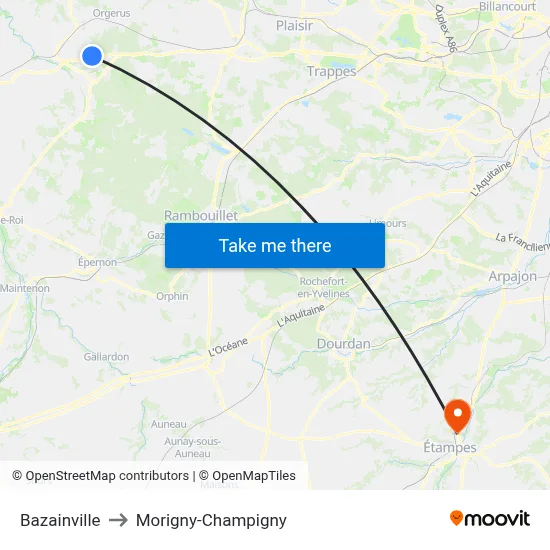 Bazainville to Morigny-Champigny map