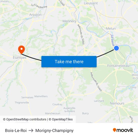 Bois-Le-Roi to Morigny-Champigny map