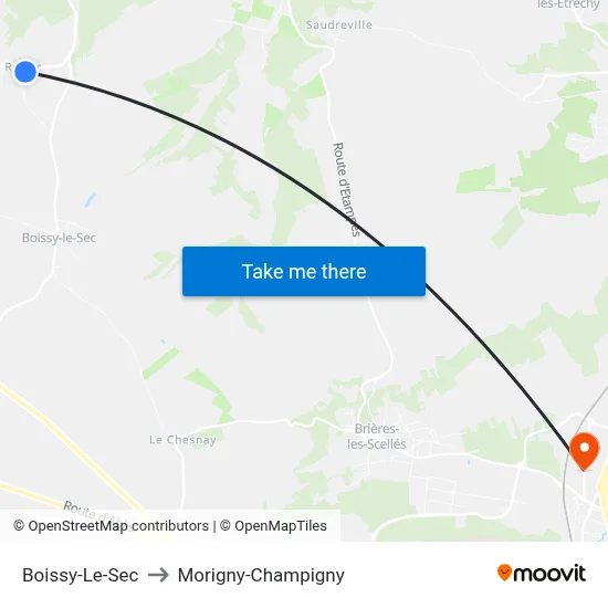 Boissy-Le-Sec to Morigny-Champigny map