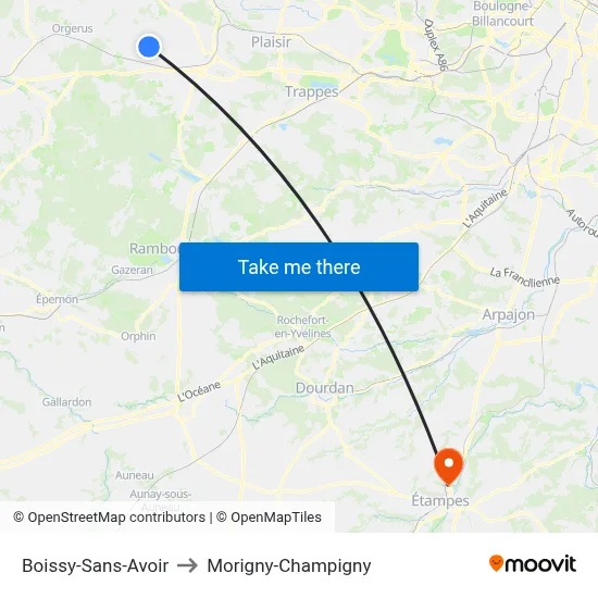 Boissy-Sans-Avoir to Morigny-Champigny map