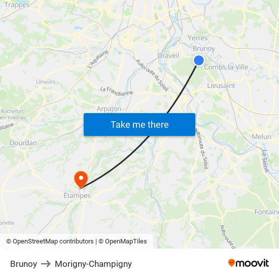 Brunoy to Morigny-Champigny map