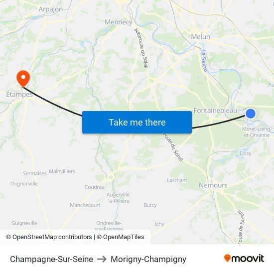 Champagne-Sur-Seine to Morigny-Champigny map