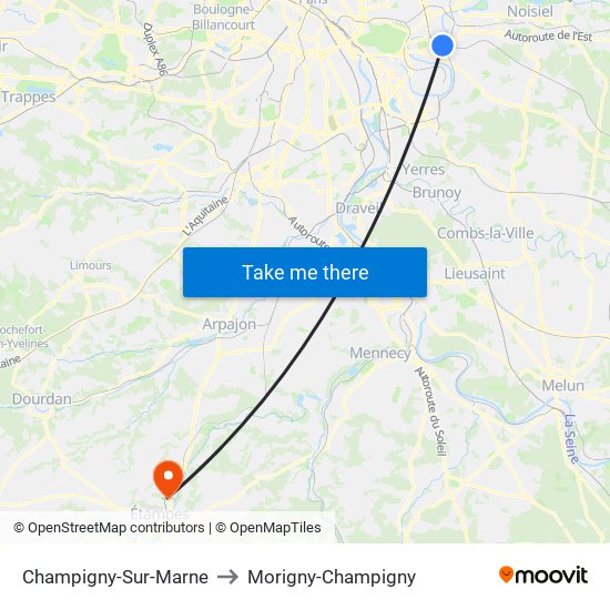 Champigny-Sur-Marne to Morigny-Champigny map